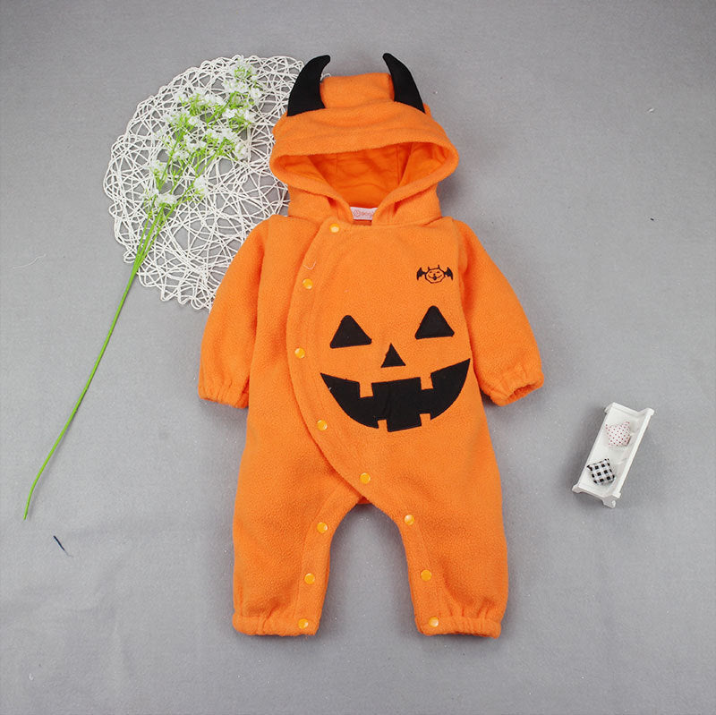 Halloween pumpkin hooded jumpsuit | babysuit |