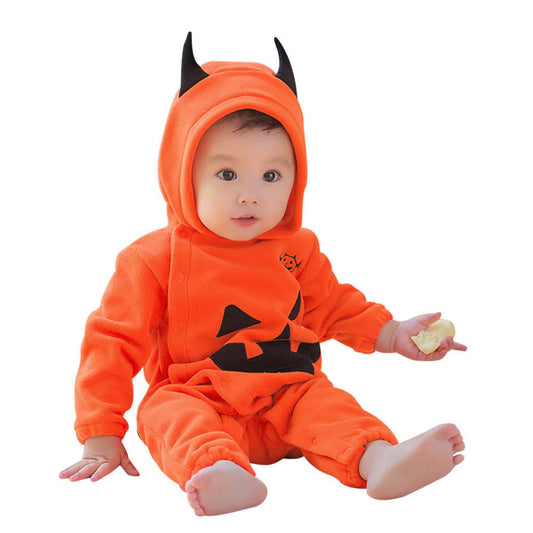 Halloween pumpkin hooded jumpsuit | babysuit |